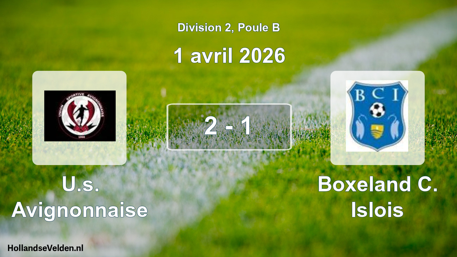 Match joué: U.s. Avignonnaise - Boxeland C. Islois 2 - 1 (1 avril 2026)