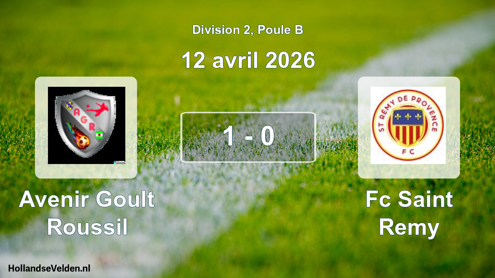 Match joué: Avenir Goult Roussil - Fc Saint Remy 1 - 0 (12 avril 2026)
