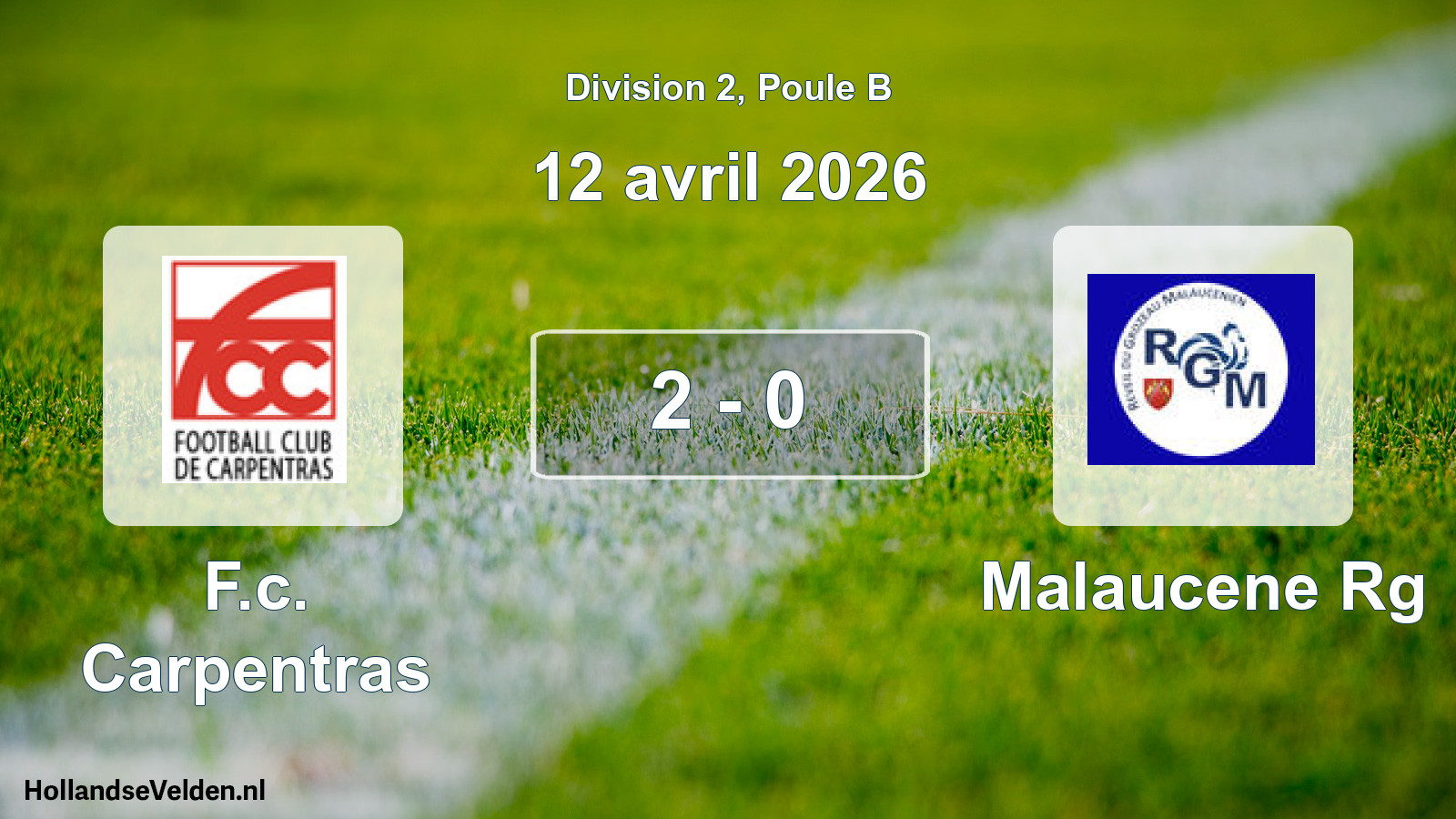 Total number of matches played: F.c. Carpentras - Malaucene Rg 2 - 0 (12 April 2026)
