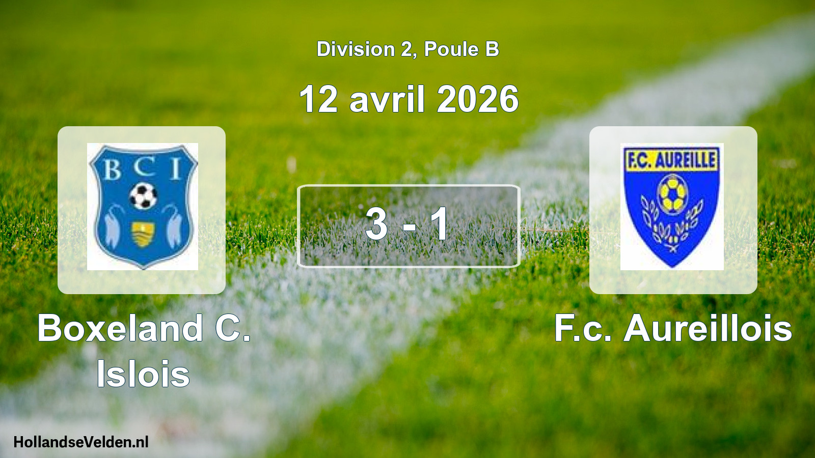 Total number of matches played: Boxeland C. Islois - F.c. Aureillois 3 - 1 (12 April 2026)