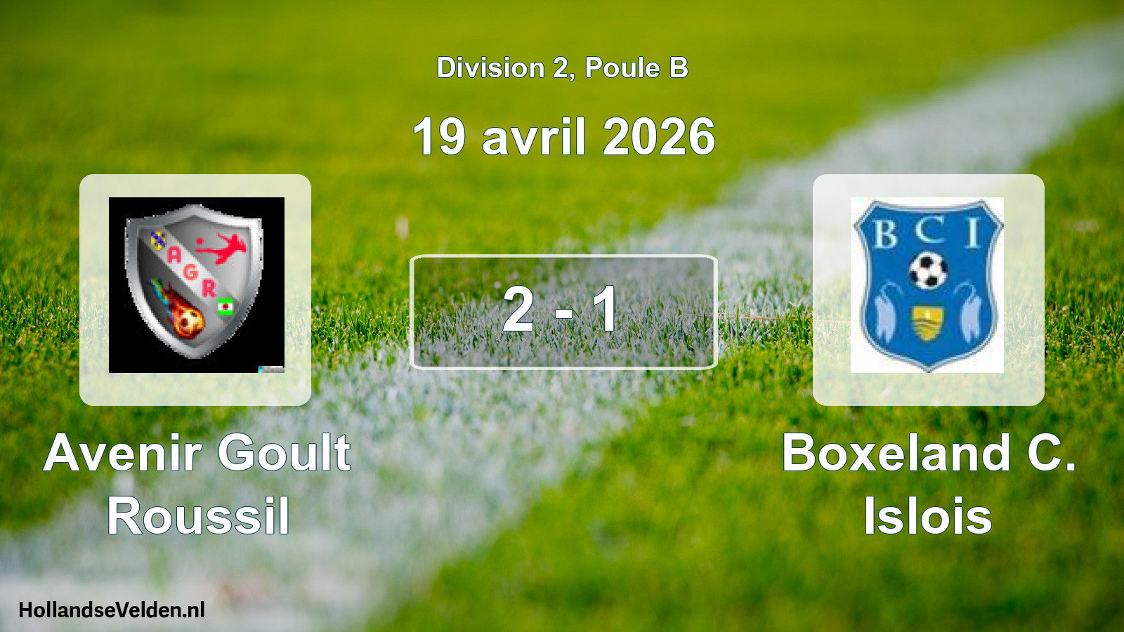 Match joué: Avenir Goult Roussil - Boxeland C. Islois 2 - 1 (19 avril 2026)