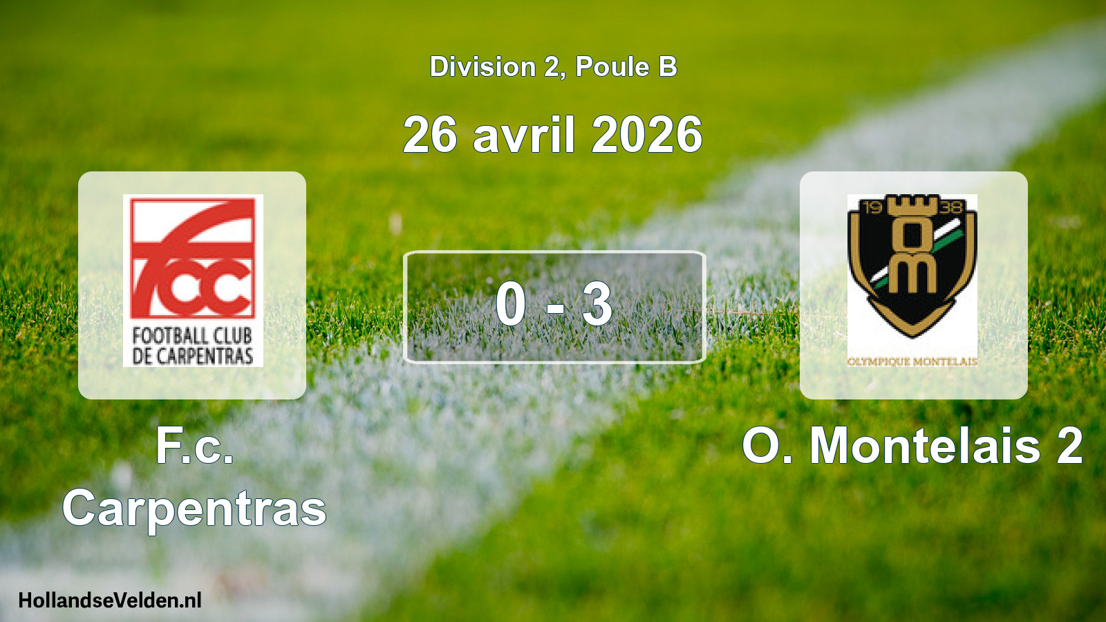 Total number of matches played: F.c. Carpentras - O. Montelais 2 0 - 3 (26 April 2026)