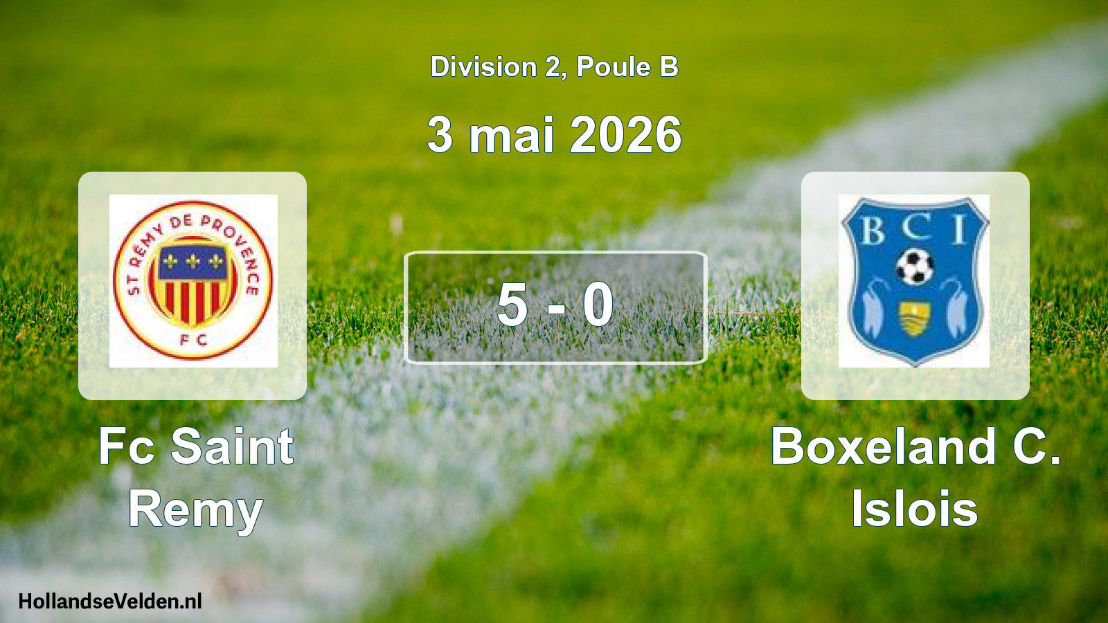 Total number of matches played: Fc Saint Remy - Boxeland C. Islois 5 - 0 (3 May 2026)
