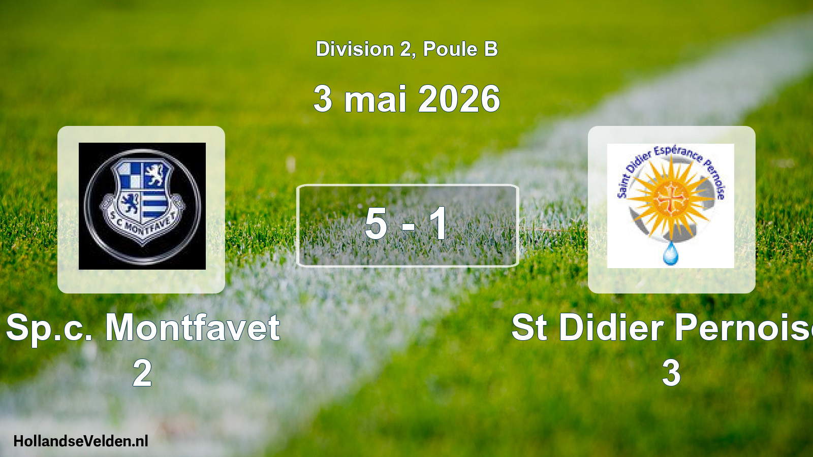 Match joué: Sp.c. Montfavet 2 - St Didier Pernoise 3 5 - 1 (3 mai 2026)