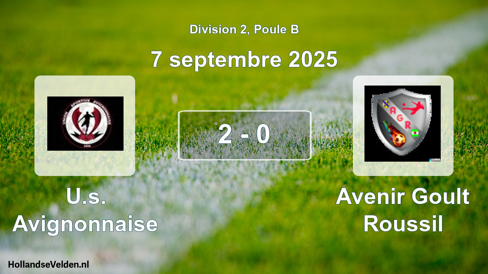 Match joué: U.s. Avignonnaise - Avenir Goult Roussil 2 - 0 (7 septembre 2025)