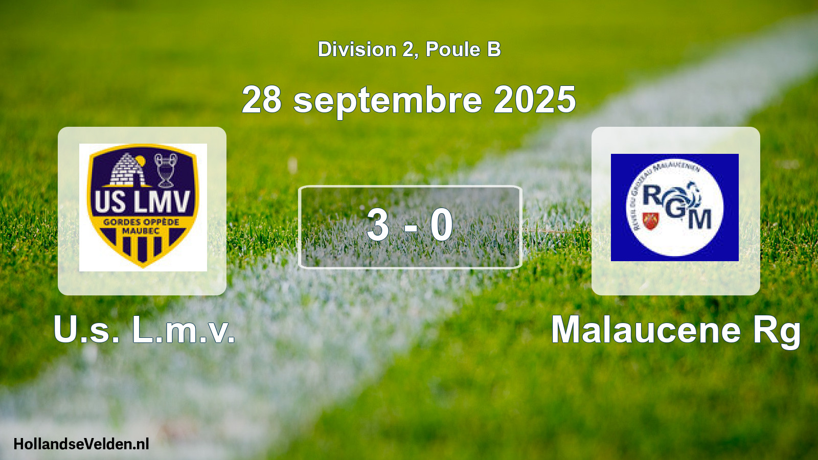 Total number of matches played: U.s. L.m.v. - Malaucene Rg 3 - 0 (28 September 2025)