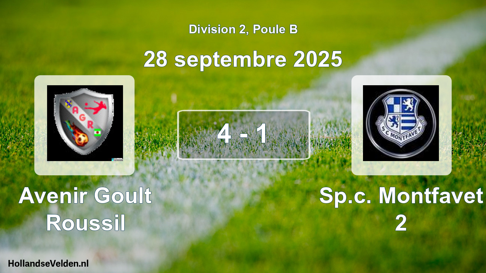 Match joué: Avenir Goult Roussil - Sp.c. Montfavet 2 4 - 1 (28 septembre 2025)