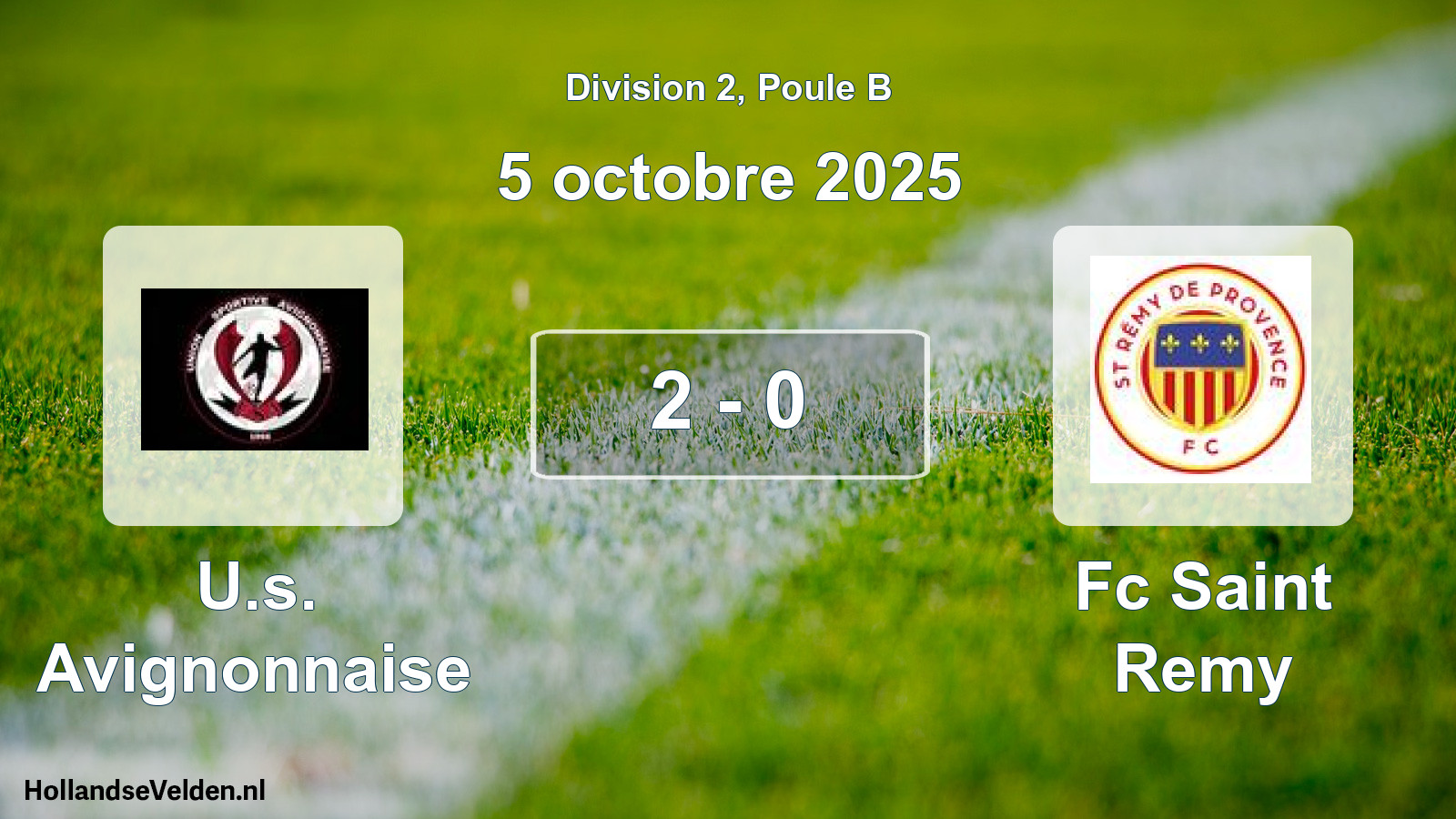 Match joué: U.s. Avignonnaise - Fc Saint Remy 2 - 0 (5 octobre 2025)