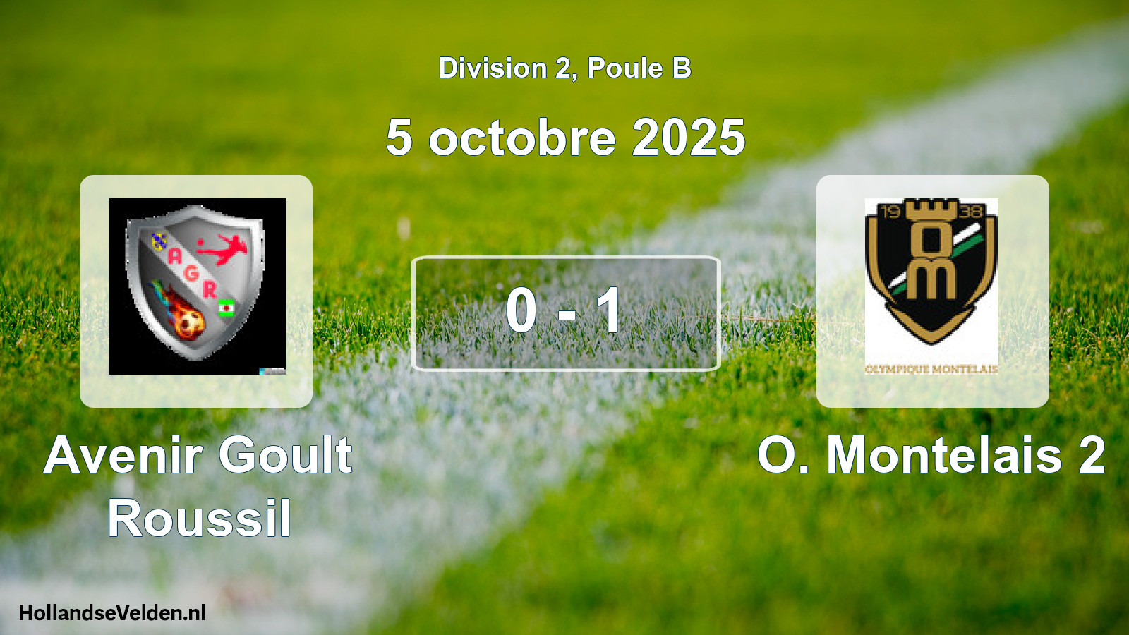 Match joué: Avenir Goult Roussil - O. Montelais 2 0 - 1 (5 octobre 2025)