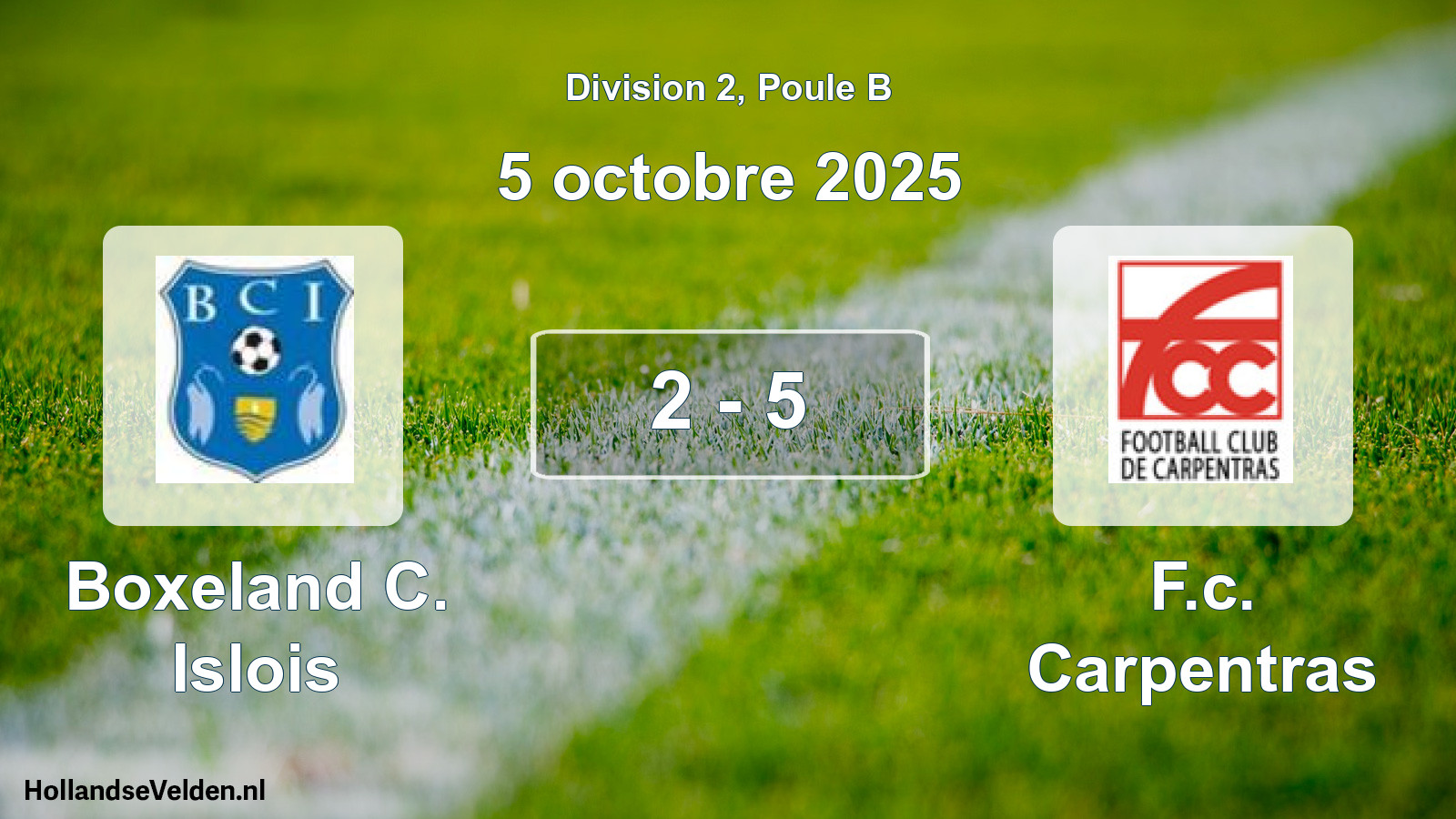 Match joué: Boxeland C. Islois - F.c. Carpentras 2 - 5 (5 octobre 2025)