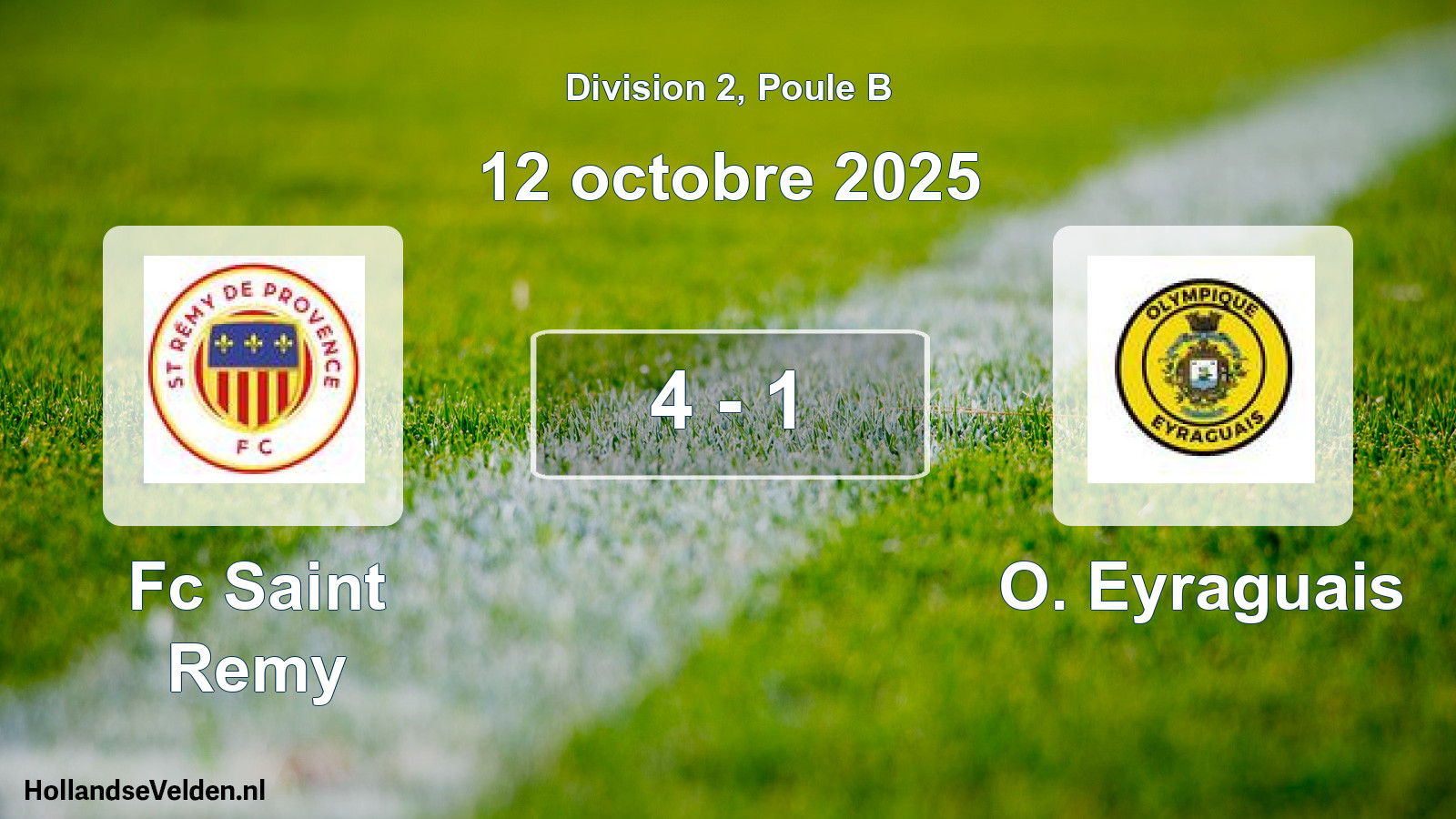 Total number of matches played: Fc Saint Remy - O. Eyraguais 4 - 1 (12 October 2025)