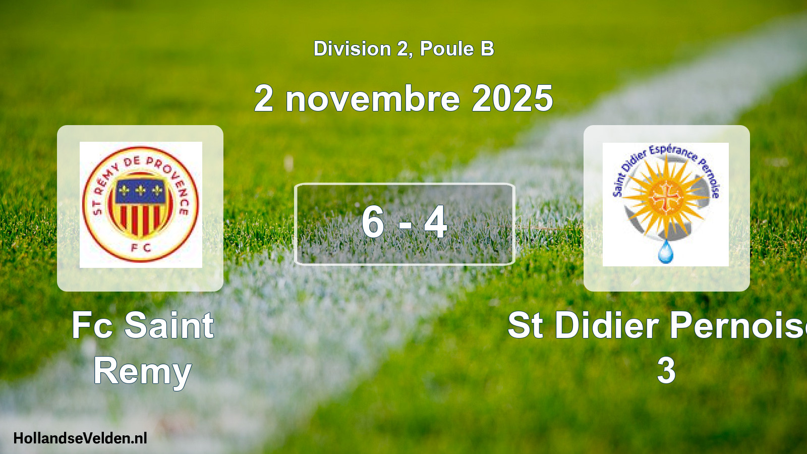 Match joué: Fc Saint Remy - St Didier Pernoise 3 6 - 4 (2 novembre 2025)