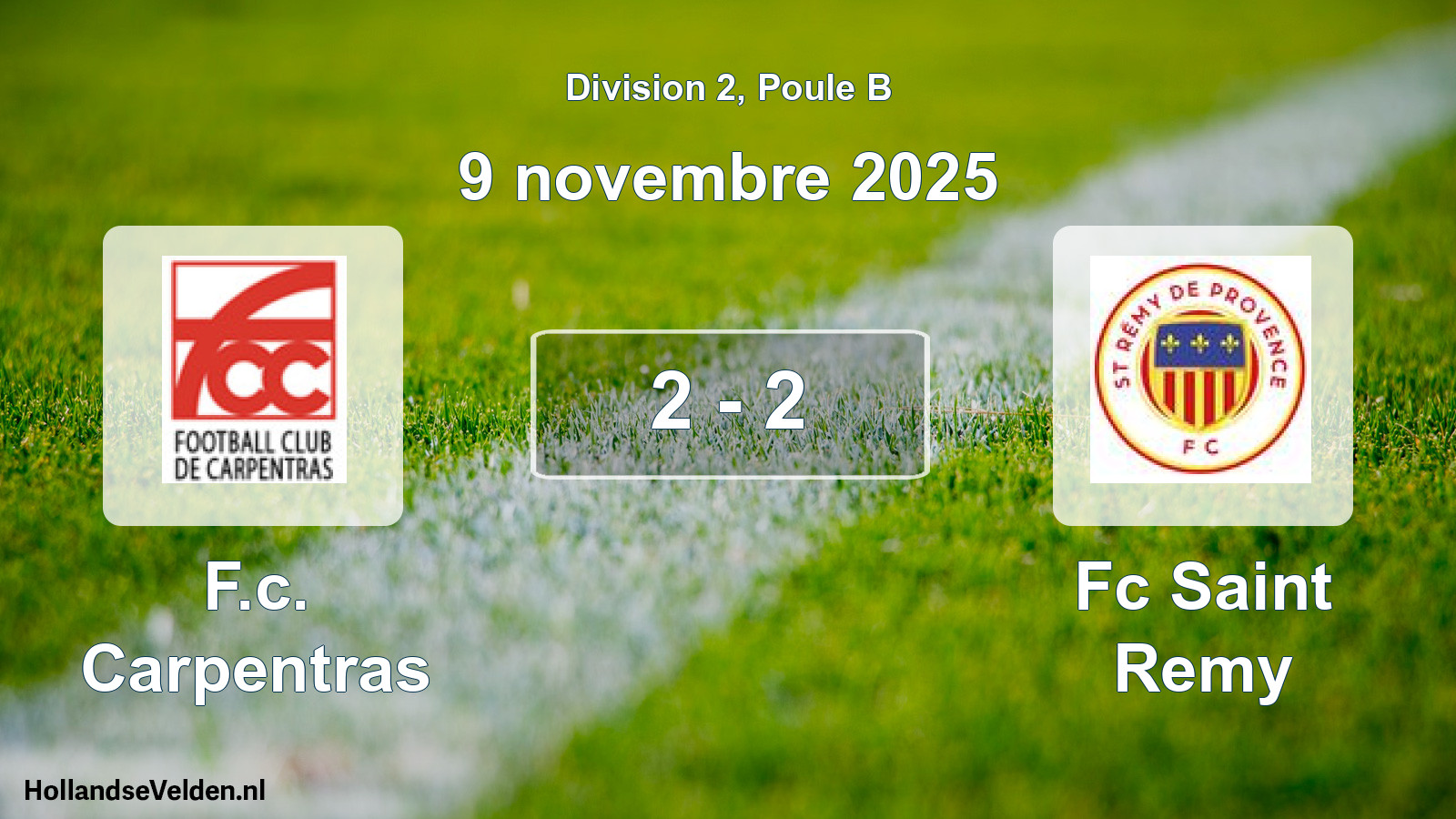 Match joué: F.c. Carpentras - Fc Saint Remy 2 - 2 (9 novembre 2025)