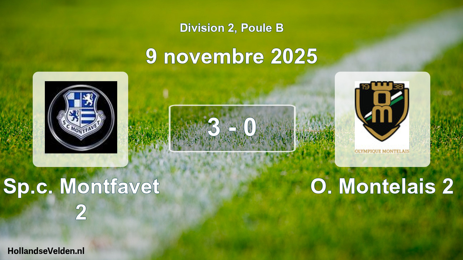 Match joué: Sp.c. Montfavet 2 - O. Montelais 2 3 - 0 (9 novembre 2025)