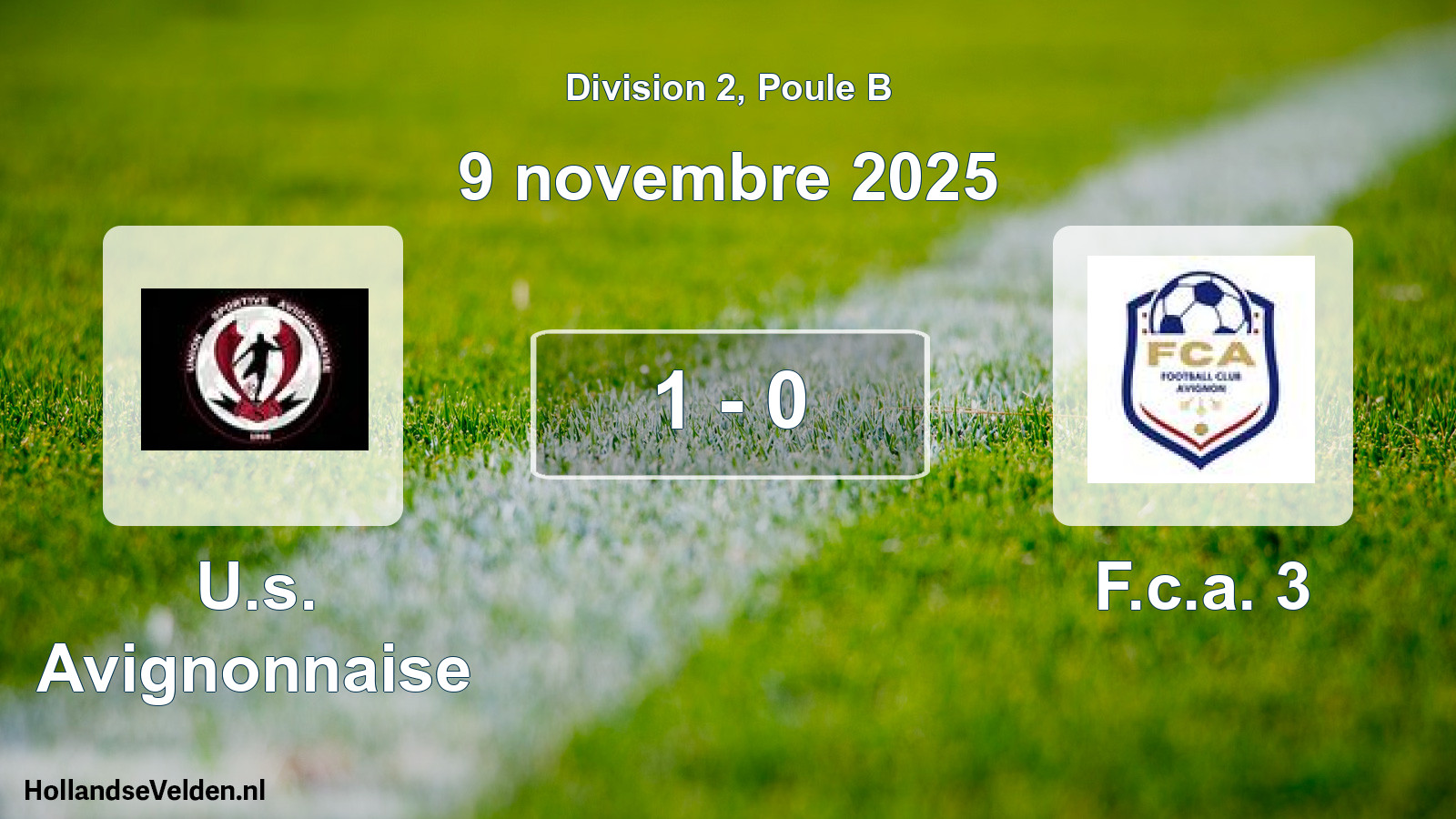 Total number of matches played: U.s. Avignonnaise - F.c.a. 3 1 - 0 (9 November 2025)