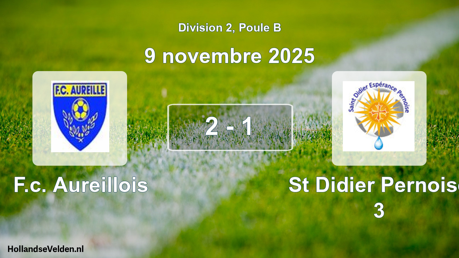 Match joué: F.c. Aureillois - St Didier Pernoise 3 2 - 1 (9 novembre 2025)
