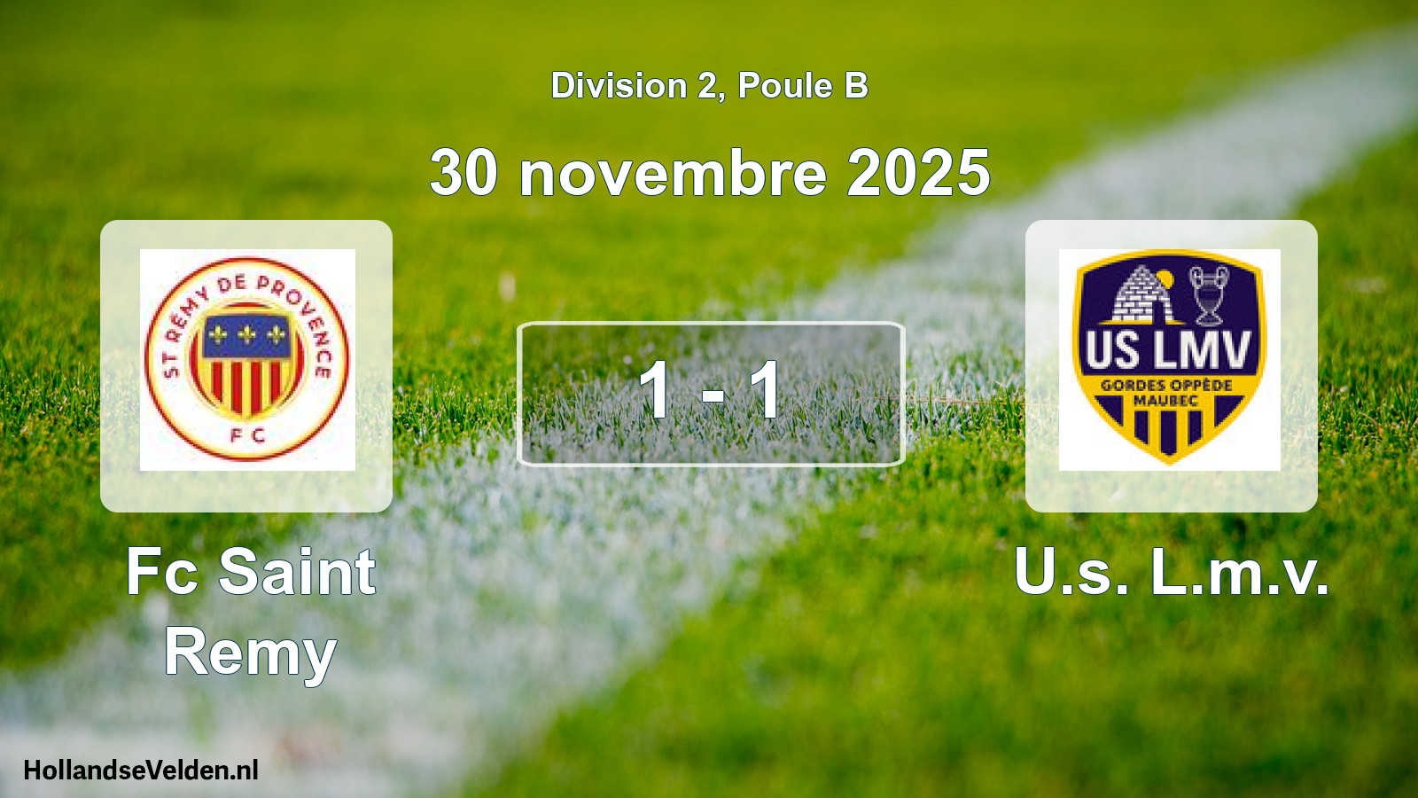 Match joué: Fc Saint Remy - U.s. L.m.v. 1 - 1 (30 novembre 2025)