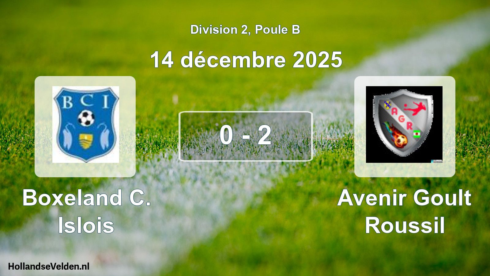 Match joué: Boxeland C. Islois - Avenir Goult Roussil 0 - 2 (14 décembre 2025)