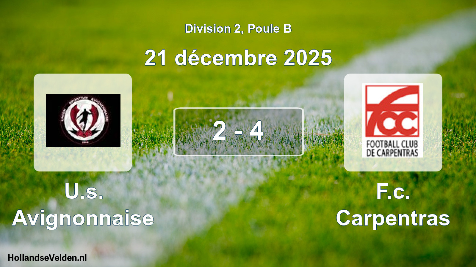Total number of matches played: U.s. Avignonnaise - F.c. Carpentras 2 - 4 (21 December 2025)