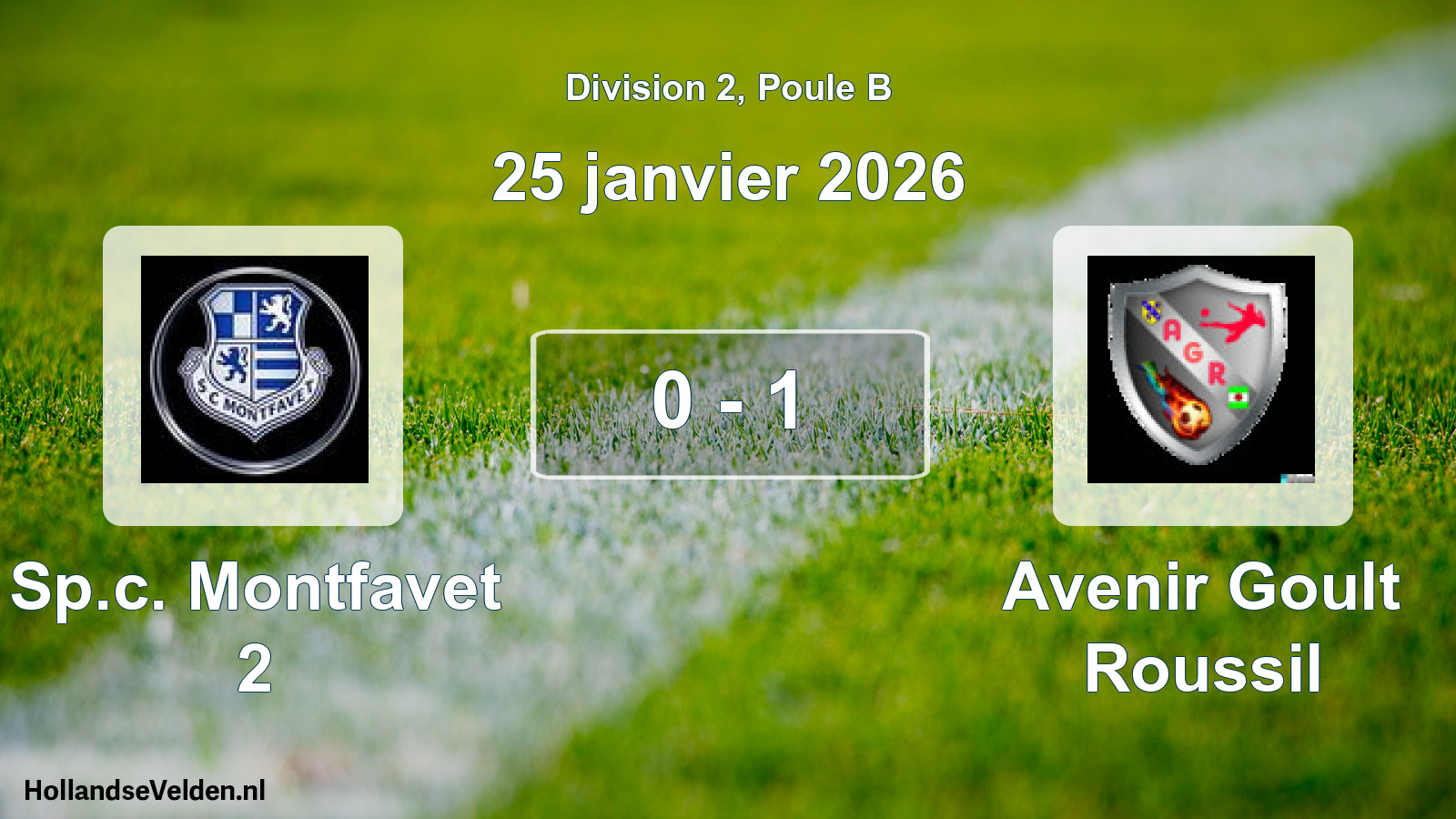 Match joué: Sp.c. Montfavet 2 - Avenir Goult Roussil 0 - 1 (25 janvier 2026)