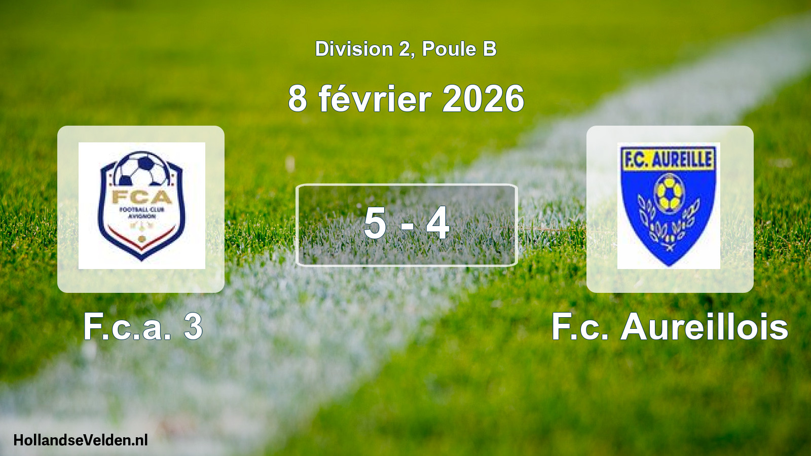 Match joué: F.c.a. 3 - F.c. Aureillois 5 - 4 (8 février 2026)