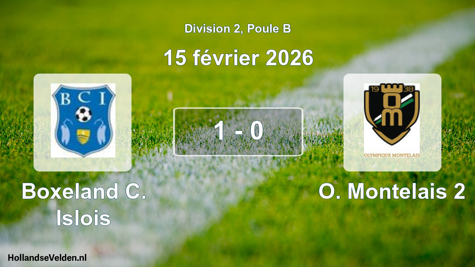Match joué: Boxeland C. Islois - O. Montelais 2 1 - 0 (15 février 2026)