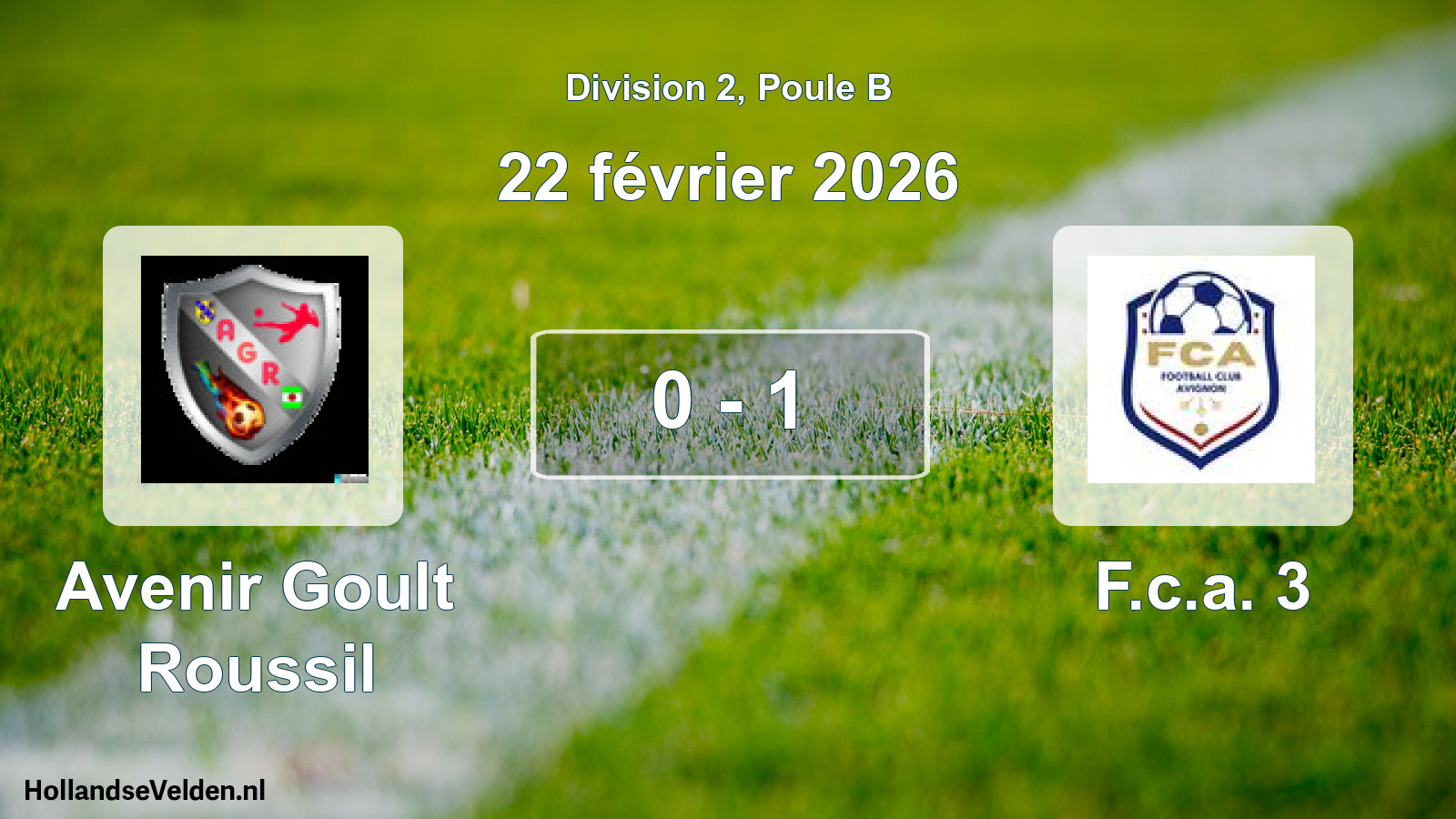 Total number of matches played: Avenir Goult Roussil - F.c.a. 3 0 - 1 (22 February 2026)