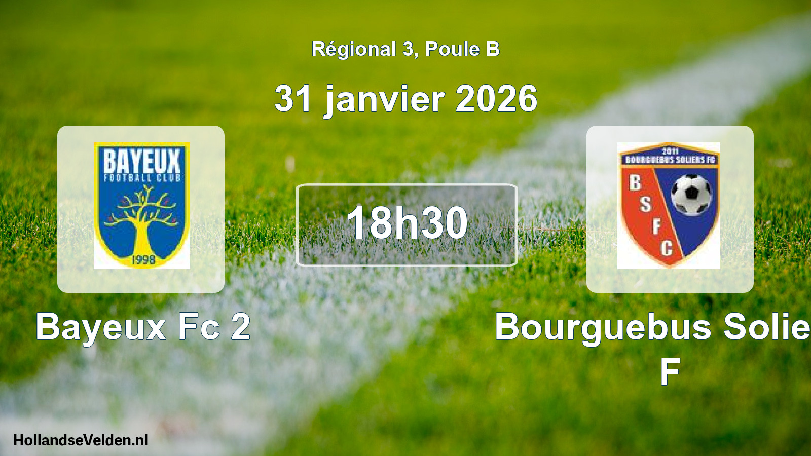 Geplande wedstrijd: Bayeux Fc 2 - Bourguebus Soliers F (31 janvier 2026)