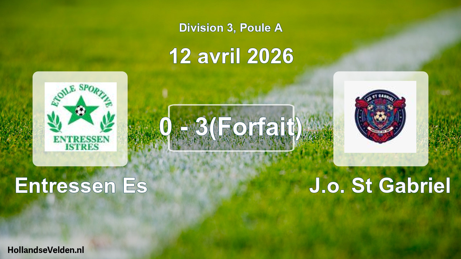 Match joué: Entressen Es - J.o. St Gabriel 0 - 3(Forfait) (12 avril 2026)