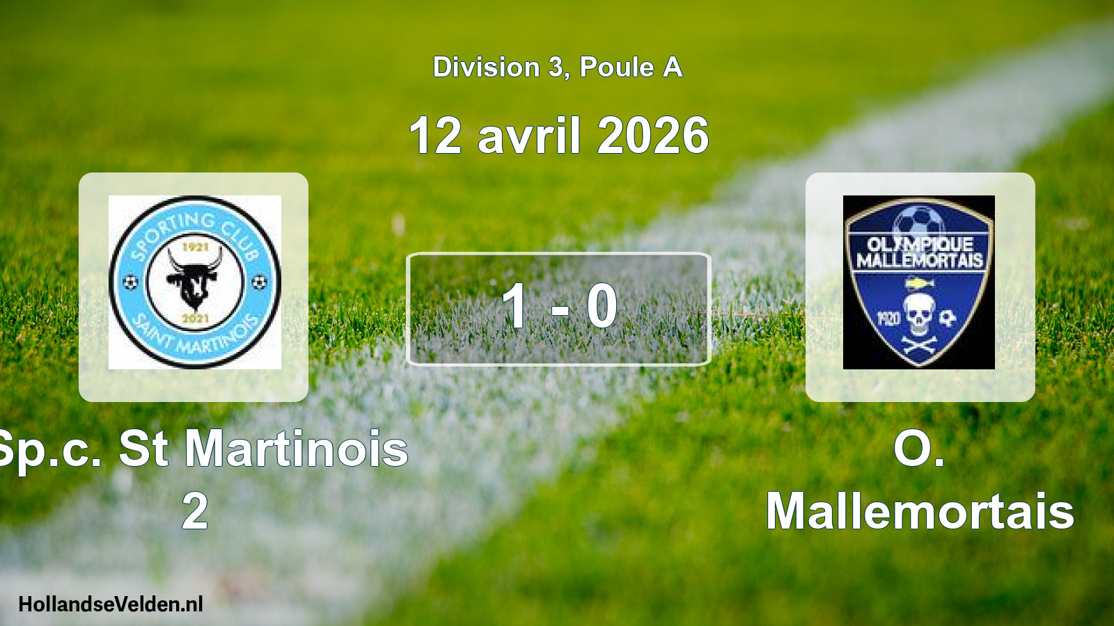 Match joué: Sp.c. St Martinois 2 - O. Mallemortais 1 - 0 (12 avril 2026)