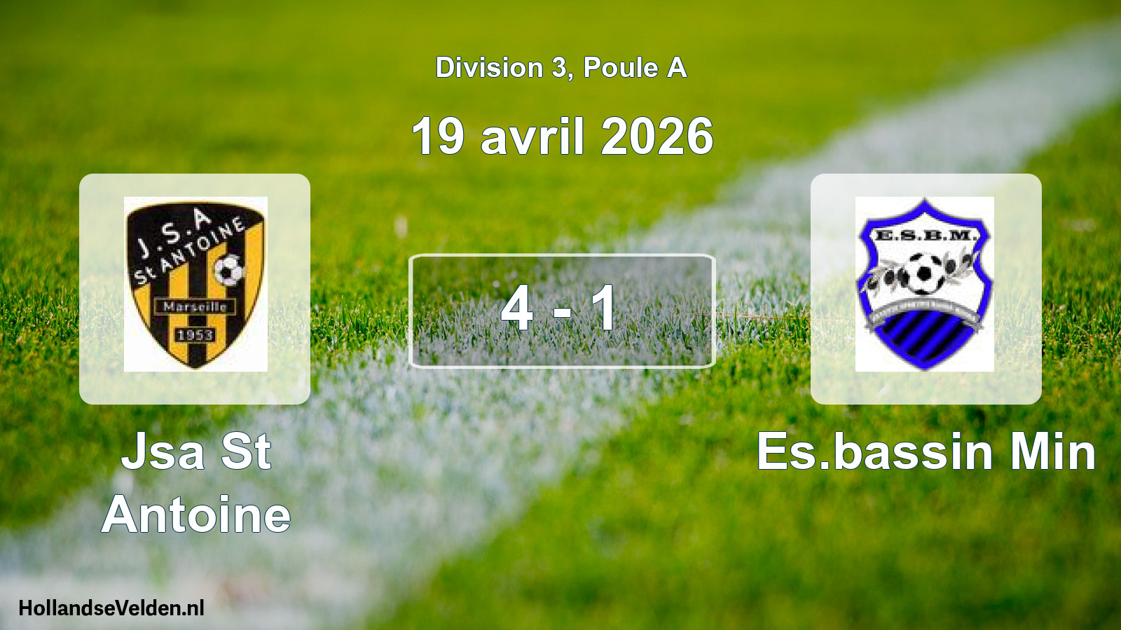 Match joué: Jsa St Antoine - Es.bassin Min 4 - 1 (19 avril 2026)