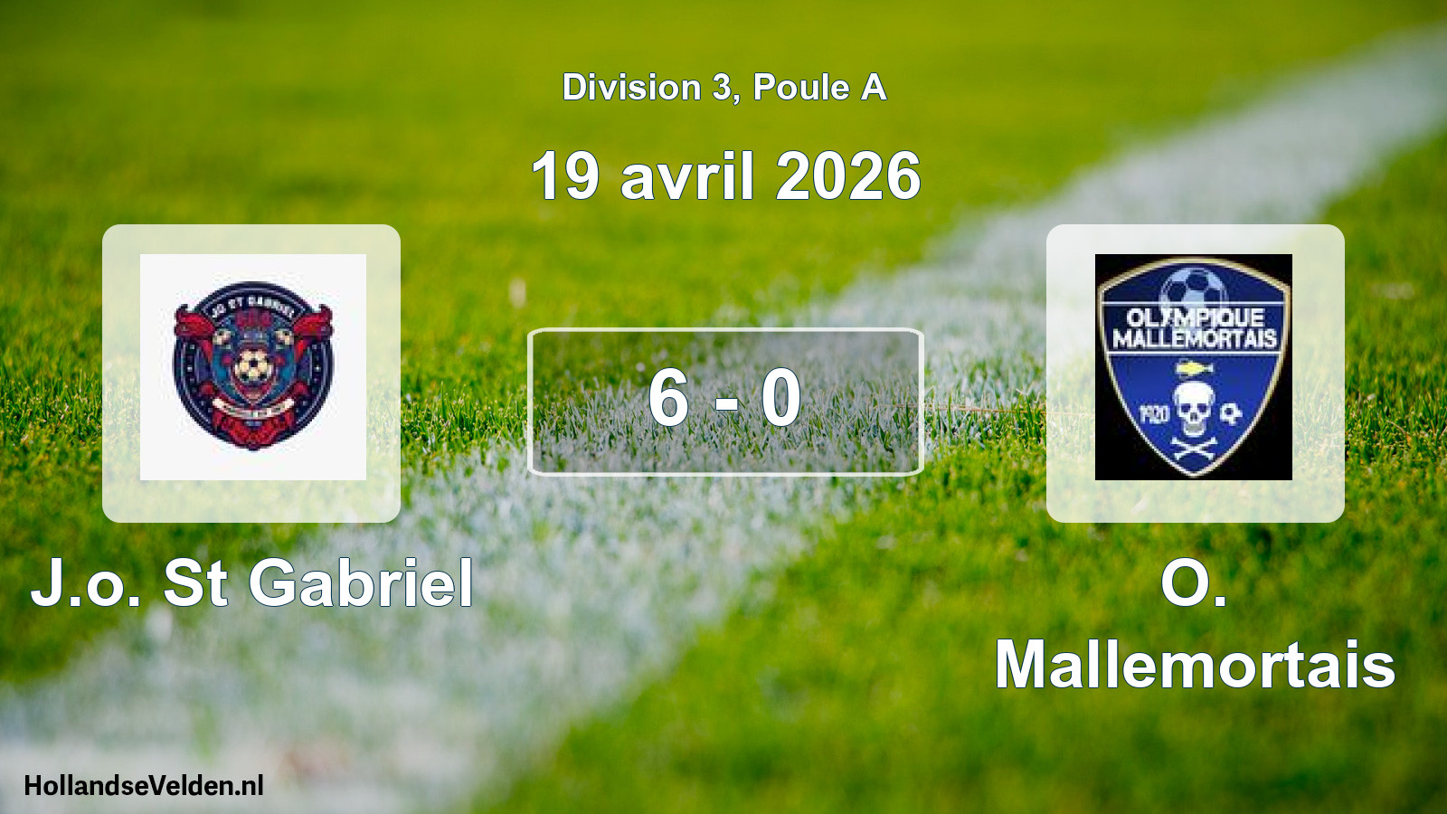 Match joué: J.o. St Gabriel - O. Mallemortais 6 - 0 (19 avril 2026)