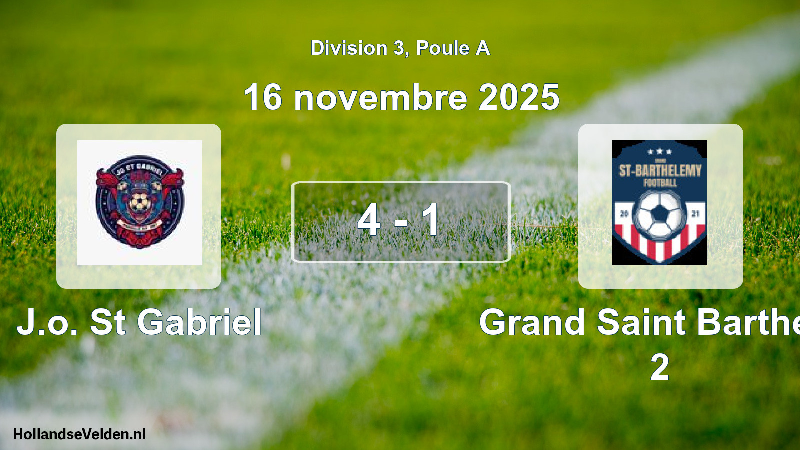 Match joué: J.o. St Gabriel - Grand Saint Barthele 2 4 - 1 (16 novembre 2025)