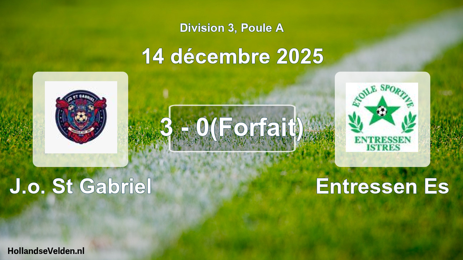 Match joué: J.o. St Gabriel - Entressen Es 3 - 0(Forfait) (14 décembre 2025)