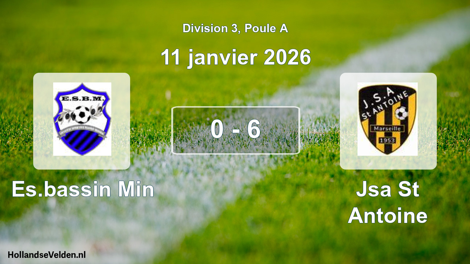 Total number of matches played: Es.bassin Min - Jsa St Antoine 0 - 6 (11 January 2026)