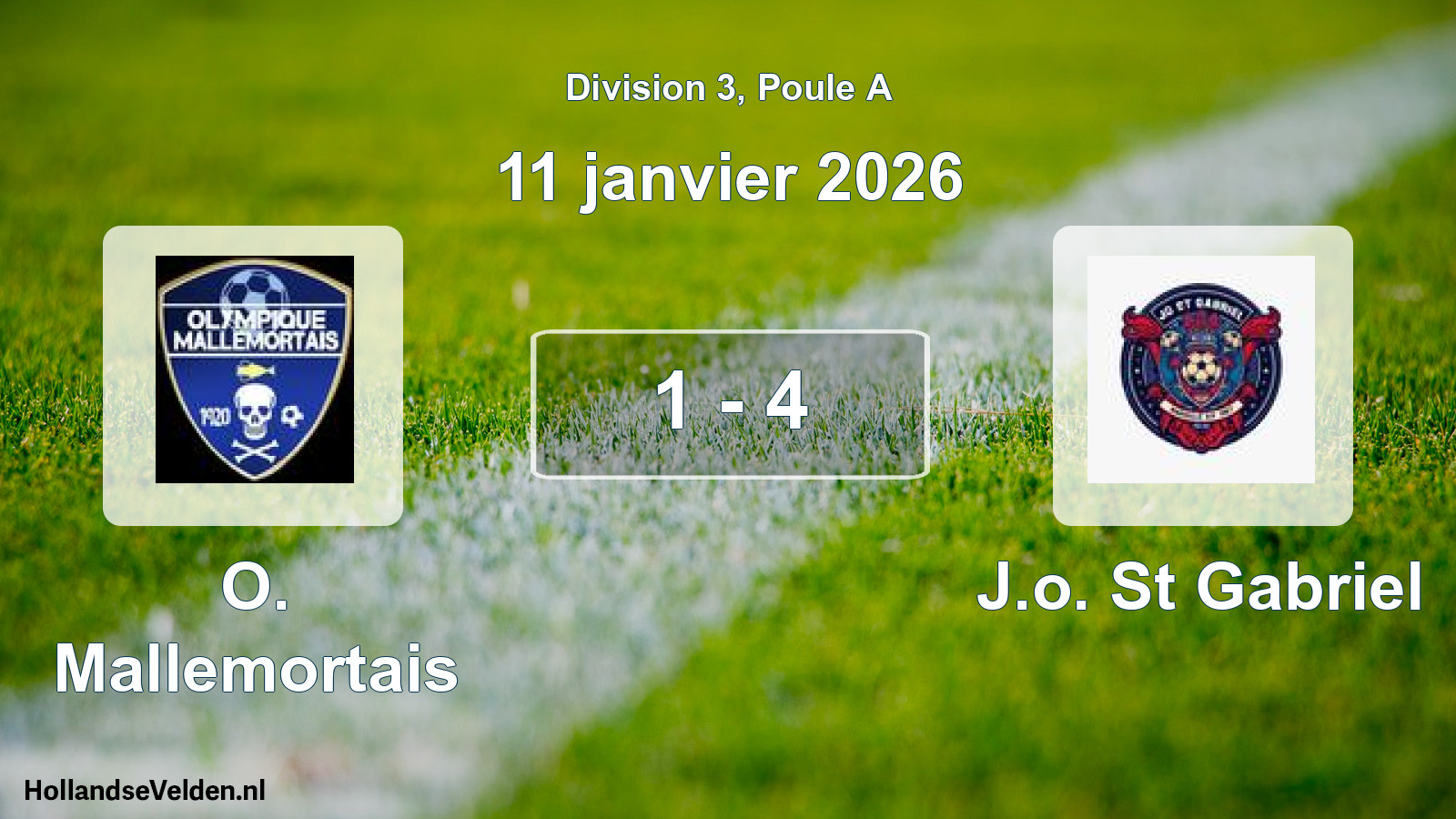 Total number of matches played: O. Mallemortais - J.o. St Gabriel 1 - 4 (11 January 2026)