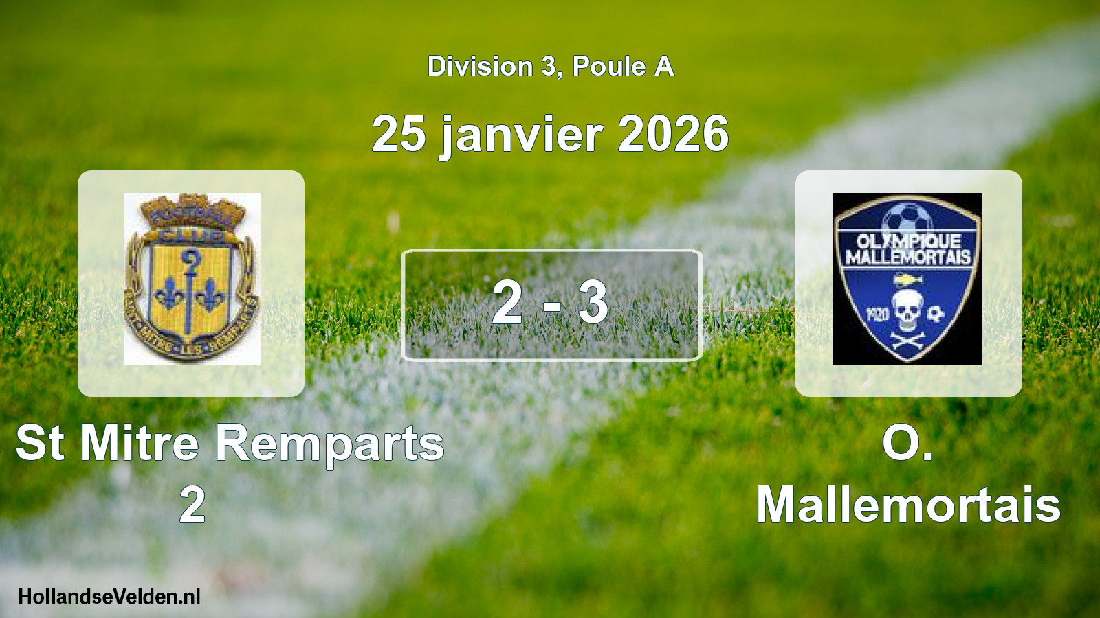 Total number of matches played: Fc St Mitre Remparts 2 - O. Mallemortais 2 - 3 (25 January 2026)