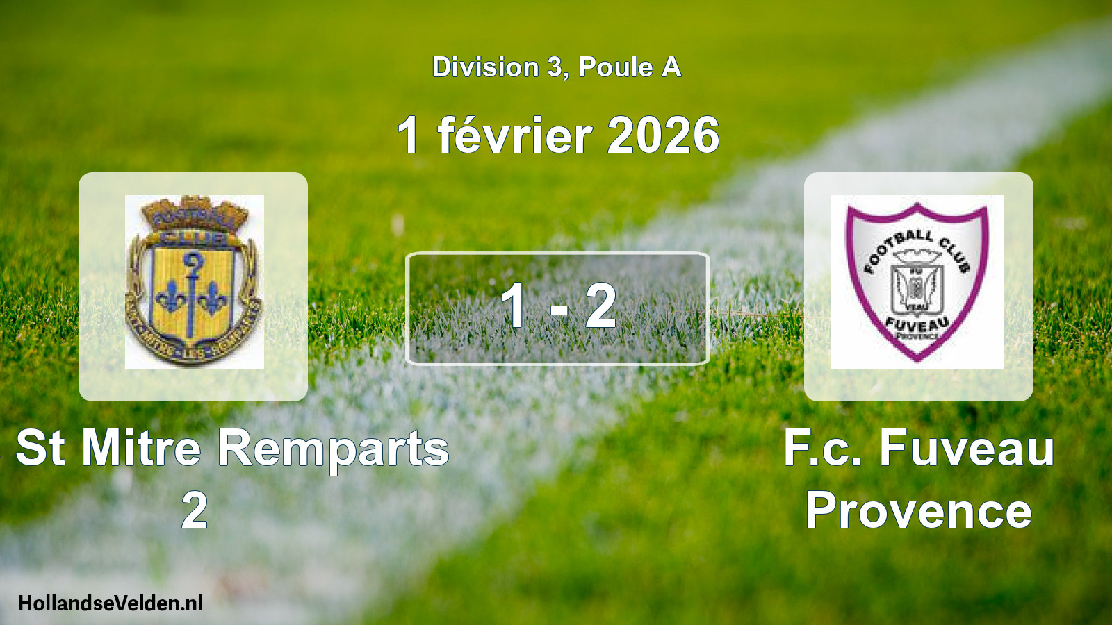 Total number of matches played: Fc St Mitre Remparts 2 - F.c. Fuveau Provence 1 - 2 (1 February 2026)