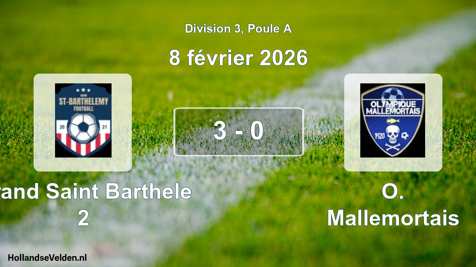 Total number of matches played: Grand Saint Barthele 2 - O. Mallemortais 3 - 0 (8 February 2026)