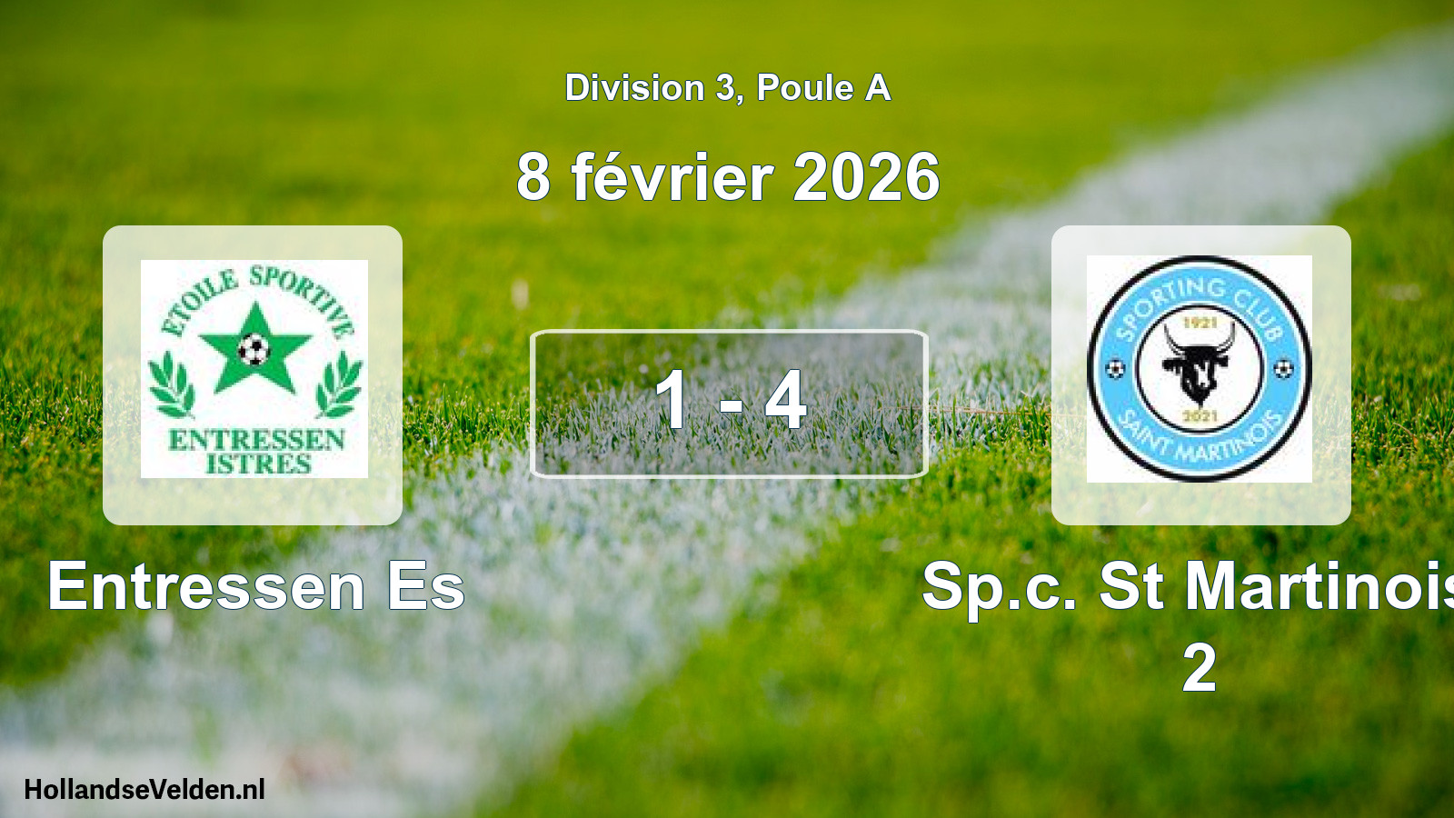 Match joué: Entressen Es - Sp.c. St Martinois 2 1 - 4 (8 février 2026)