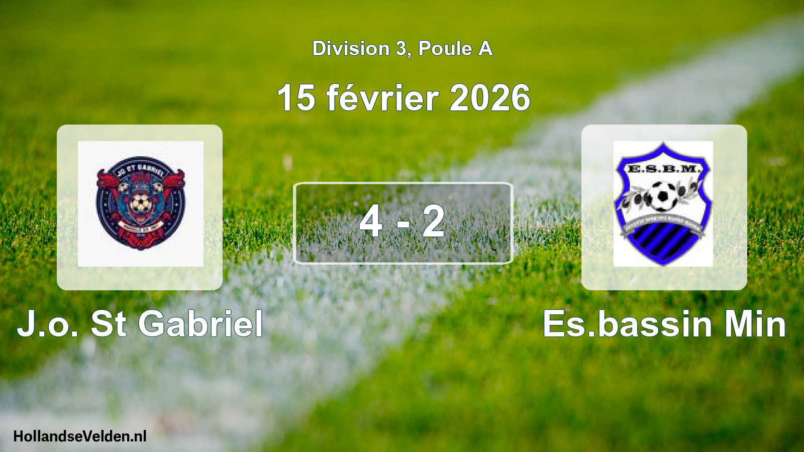 Total number of matches played: J.o. St Gabriel - Es.bassin Min 4 - 2 (15 February 2026)