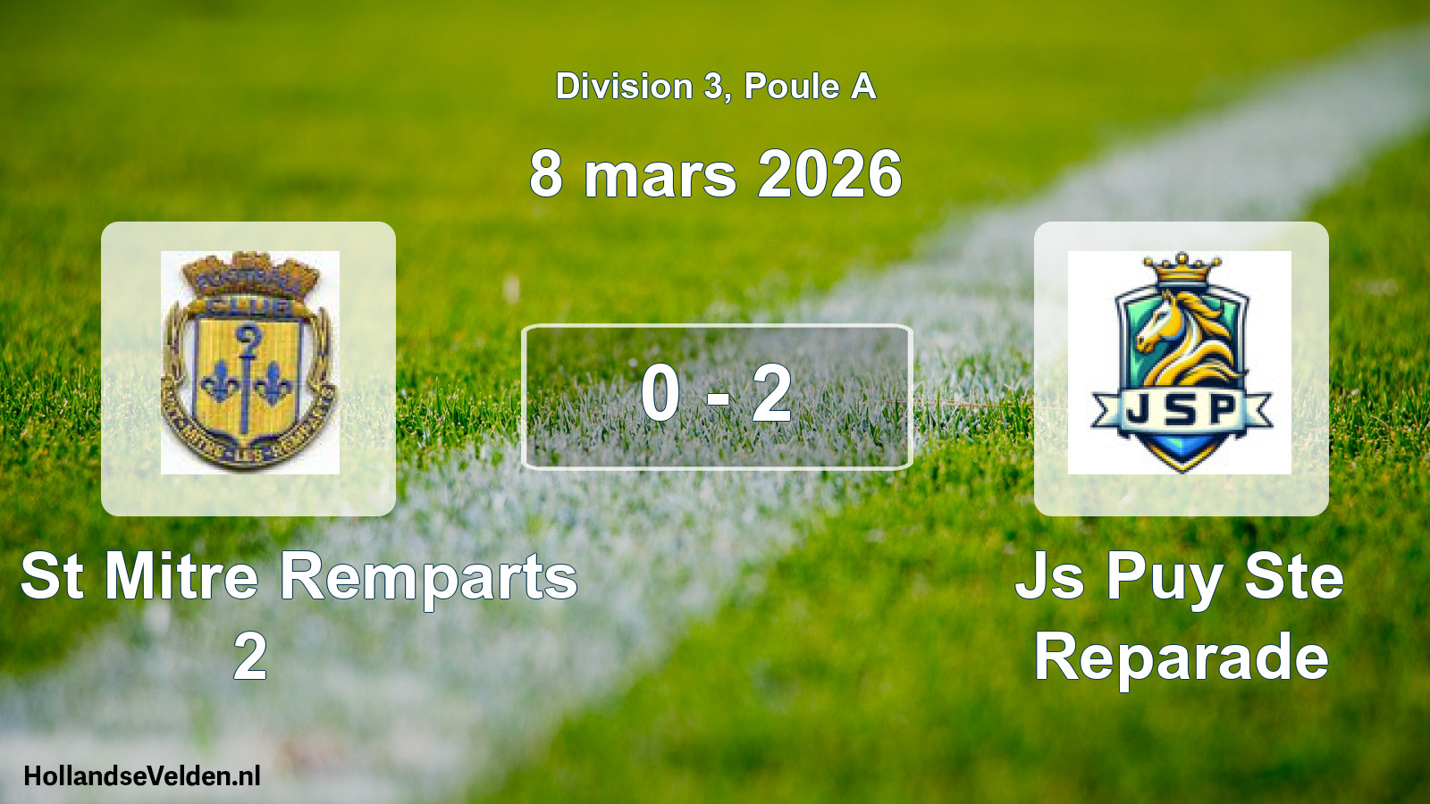 Total number of matches played: Fc St Mitre Remparts 2 - Js Puy Ste Reparade 0 - 2 (8 March 2026)