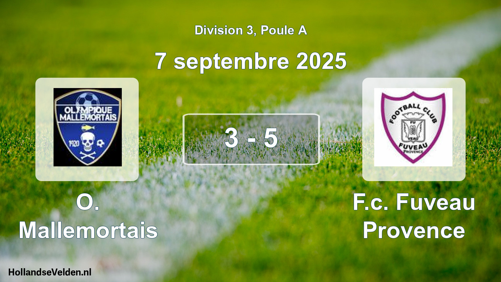 Total number of matches played: O. Mallemortais - F.c. Fuveau Provence 3 - 5 (7 September 2025)
