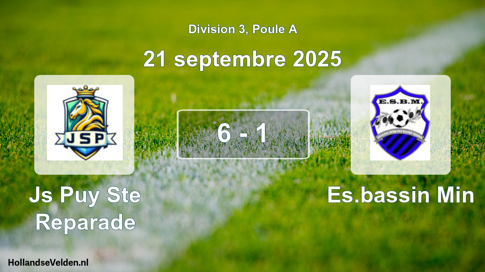Total number of matches played: Js Puy Ste Reparade - Es.bassin Min 6 - 1 (21 September 2025)
