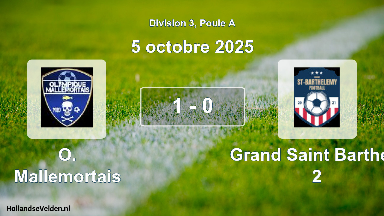 Total number of matches played: O. Mallemortais - Grand Saint Barthele 2 1 - 0 (5 October 2025)
