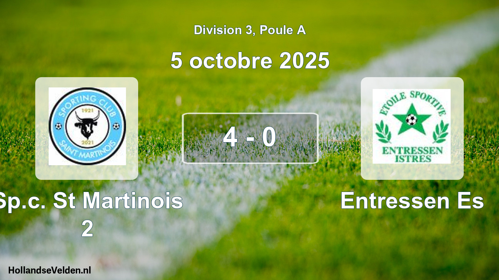 Match joué: Sp.c. St Martinois 2 - Entressen Es 4 - 0 (5 octobre 2025)