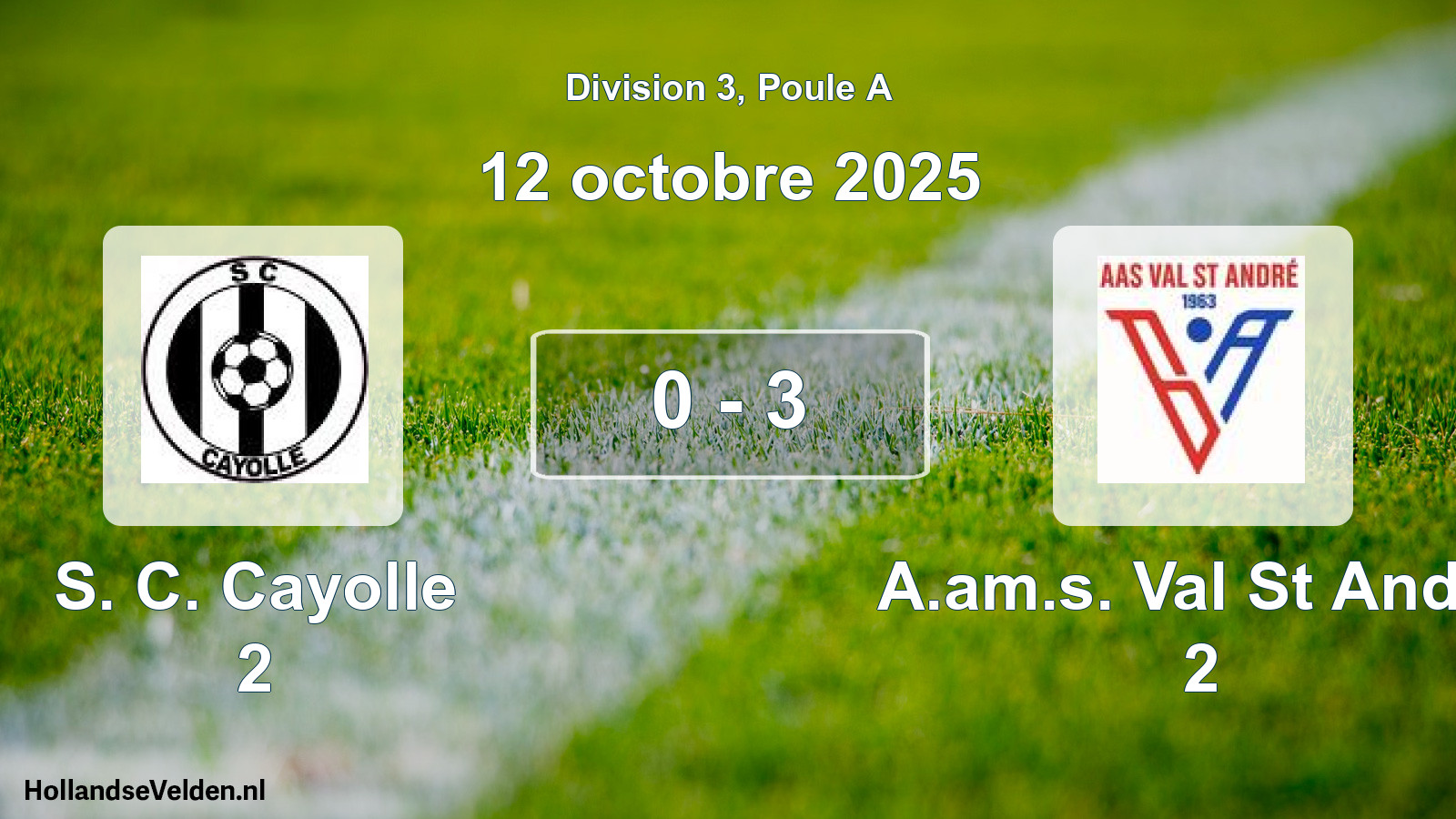 Match joué: S. C. Cayolle 2 - A.am.s. Val St Andre 2 0 - 3 (12 octobre 2025)