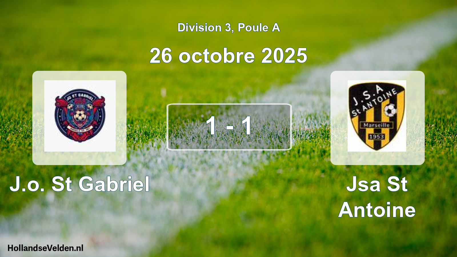 Match joué: J.o. St Gabriel - Jsa St Antoine 1 - 1 (26 octobre 2025)