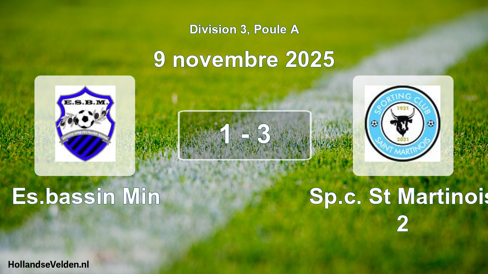 Match joué: Es.bassin Min - Sp.c. St Martinois 2 1 - 3 (9 novembre 2025)