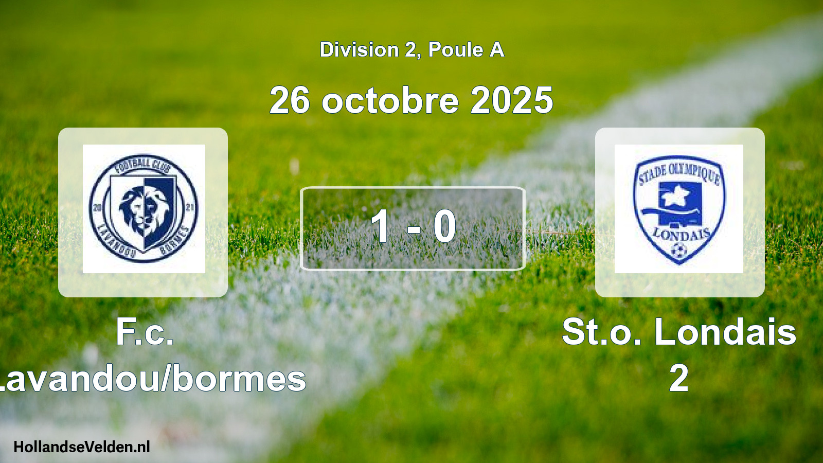 Match joué: F.c. Lavandou/bormes - St.o. Londais 2 1 - 0 (26 octobre 2025)